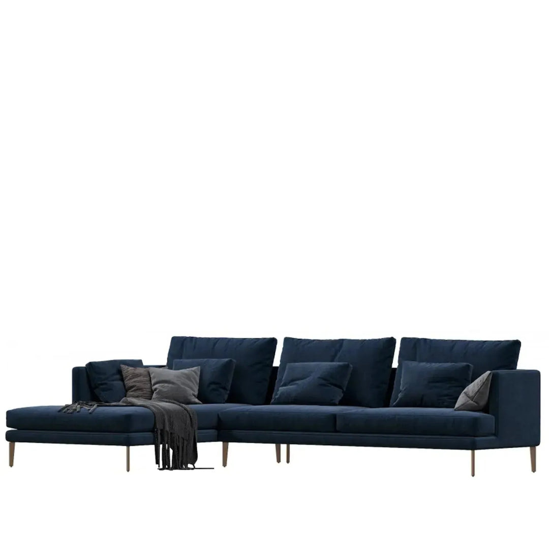 Modern fabric l shape sectional sofa william 3+l in panoramic view.