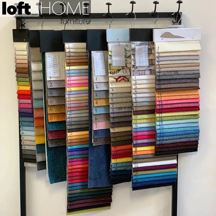 Scandinavian fabric ottoman henri material variants.