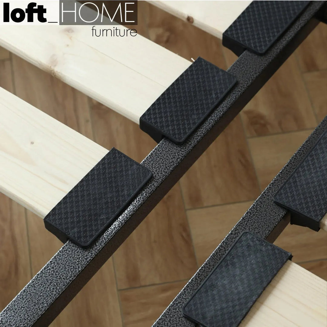 Minimalist genuine leather bed armelle with context.