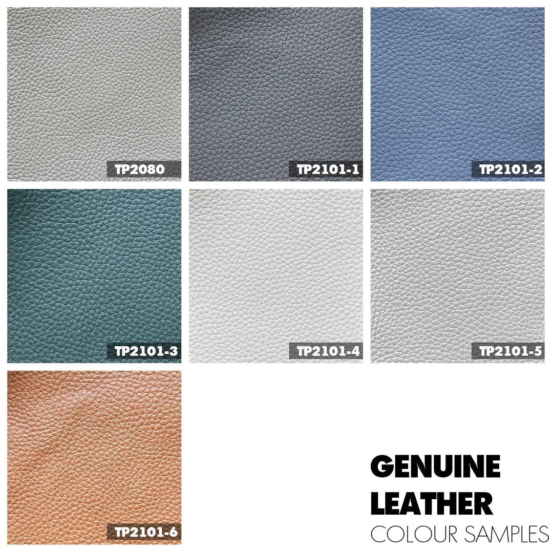 Minimalist genuine leather bed armelle color swatches.
