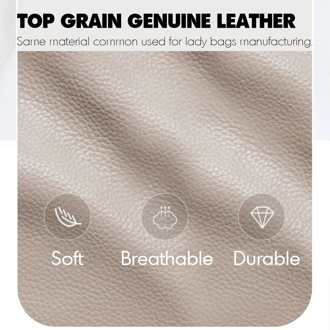 Minimalist genuine leather bed armelle in real life style.