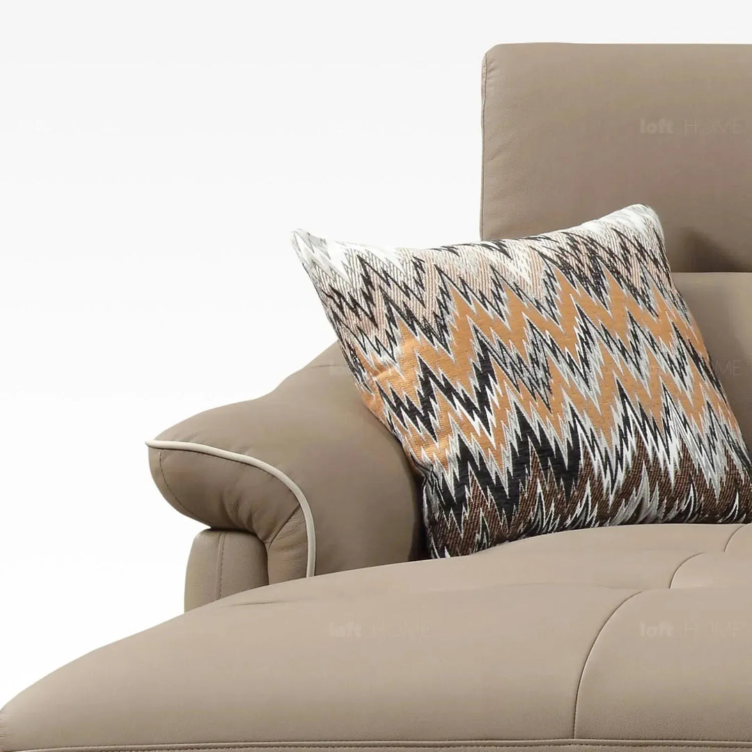 Modern genuine leather electric recliner l shape sectional sofa zeus 3+l in real life style.