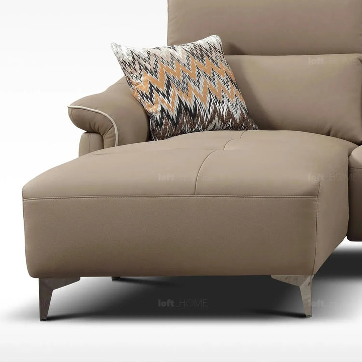 Modern genuine leather electric recliner l shape sectional sofa zeus 3+l in panoramic view.