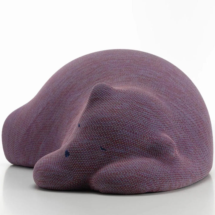 Contemporary knit fabric ottoman resting bear detail 10.