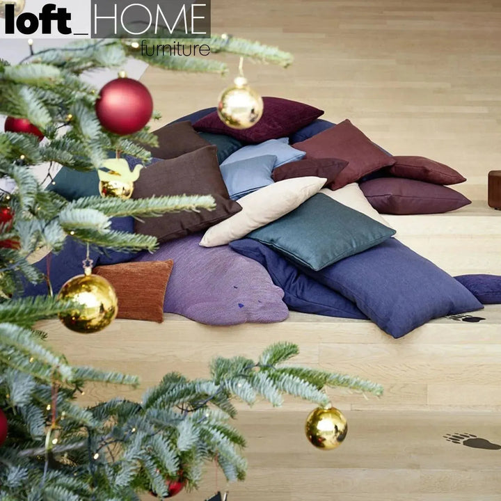 Contemporary knit fabric ottoman resting bear detail 7.