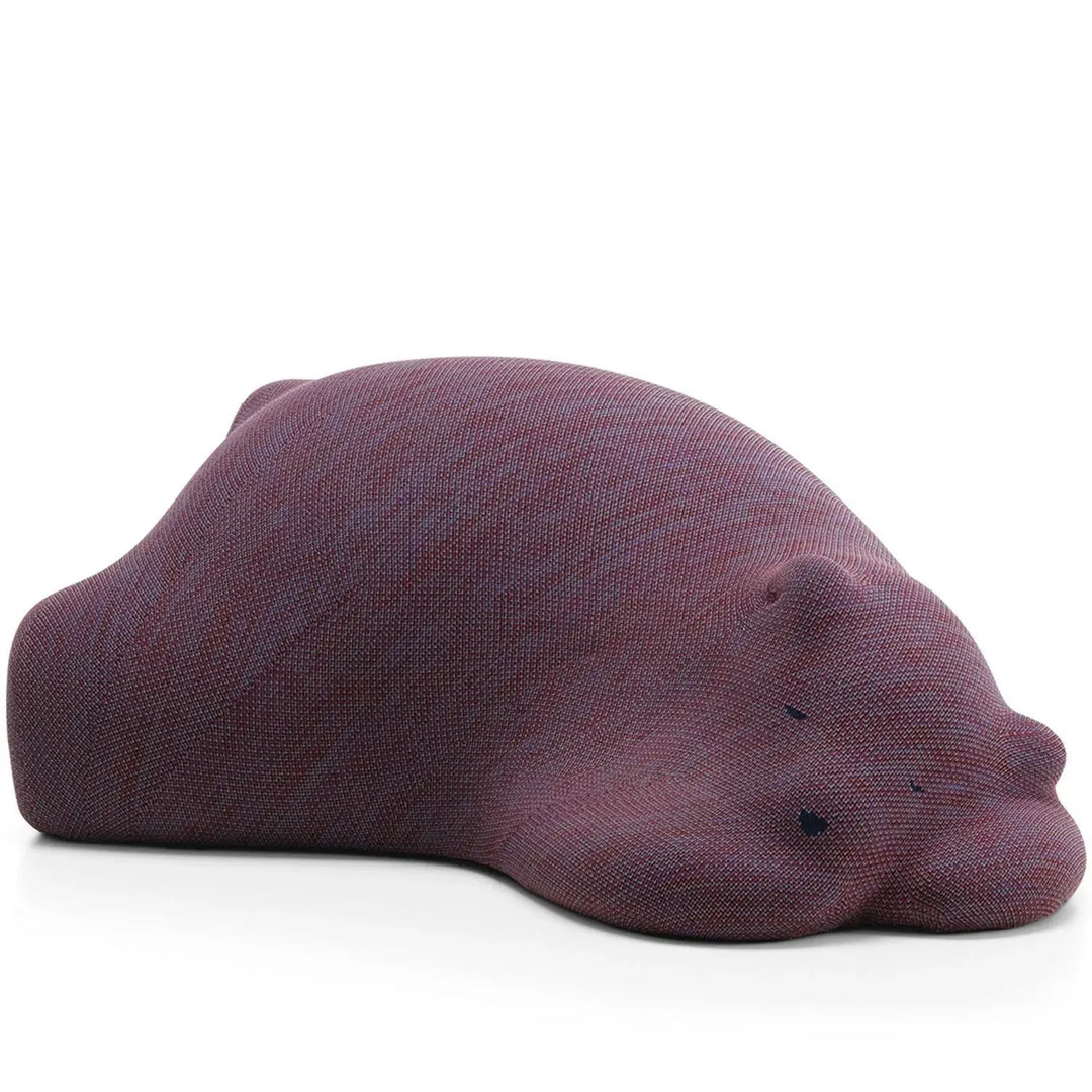 Contemporary knit fabric ottoman resting bear detail 1.