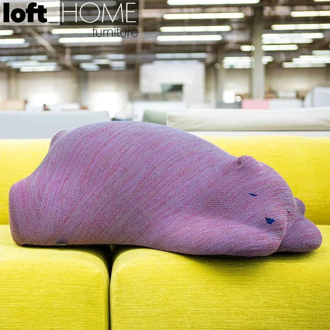 Contemporary knit fabric ottoman resting bear detail 6.