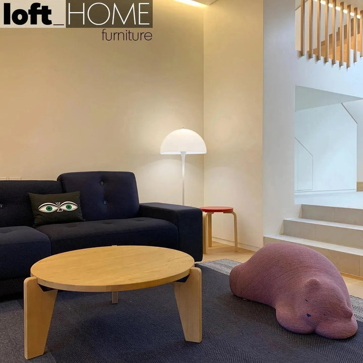 Contemporary knit fabric ottoman resting bear detail 8.