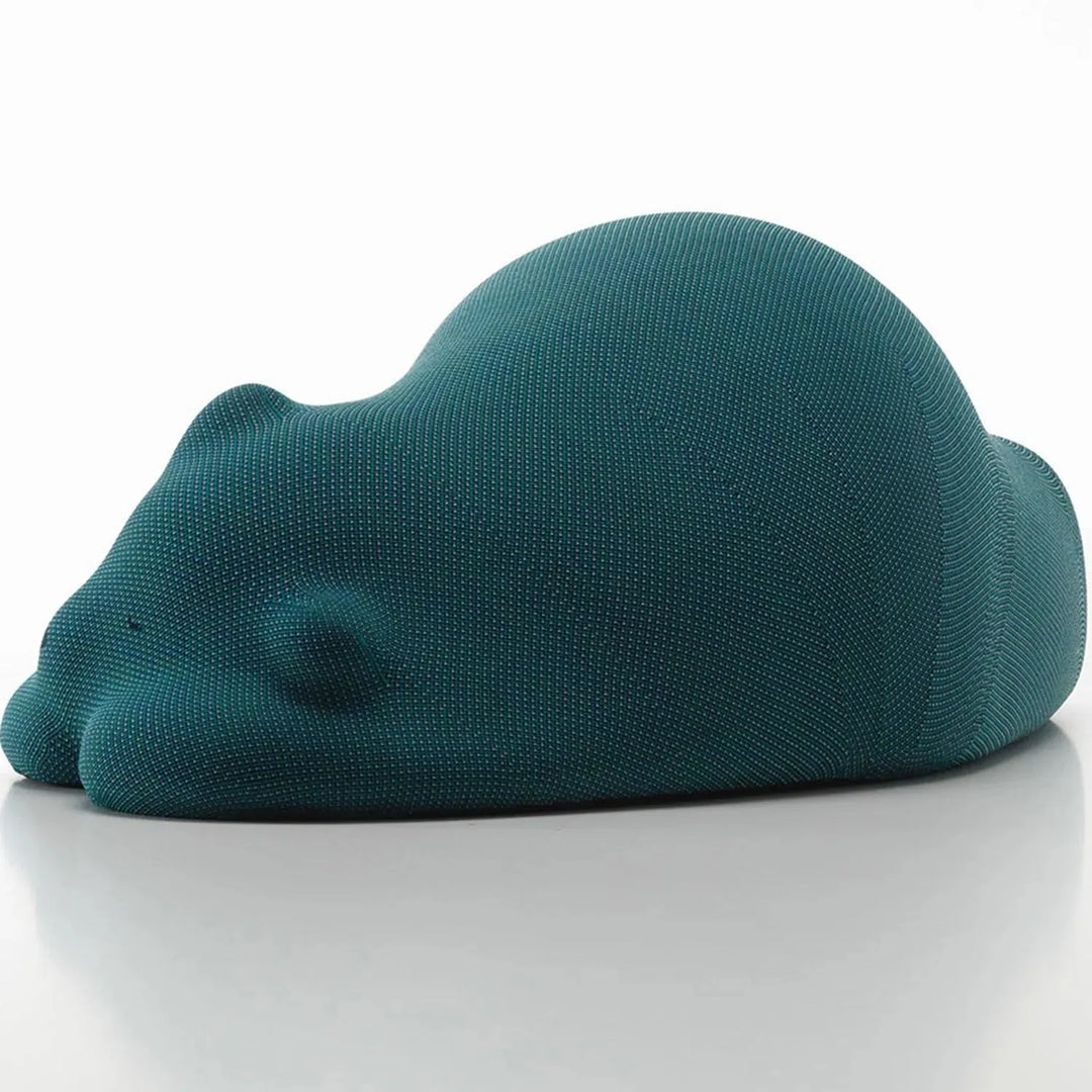 Contemporary knit fabric ottoman resting bear situational feels.