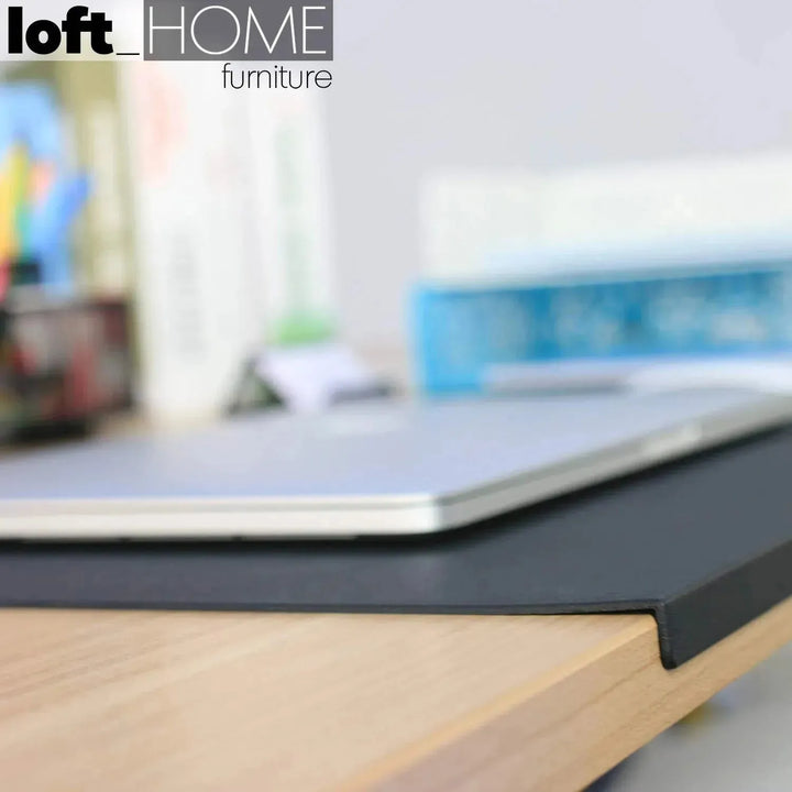 Modern leather smooth desk mat with fixation lip decor in panoramic view.