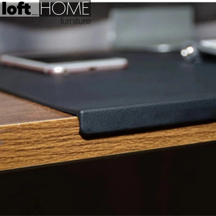 Modern leather smooth desk mat with fixation lip decor with context.