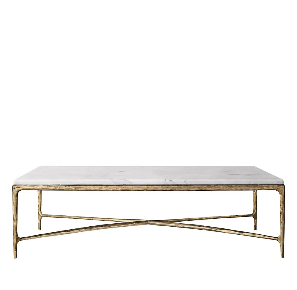 Minimalist marble coffee table thaddeus square in white background.