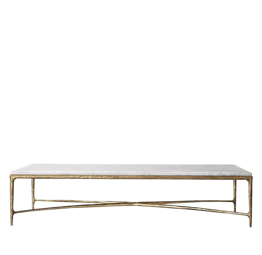 Minimalist marble coffee table thaddeus in white background.