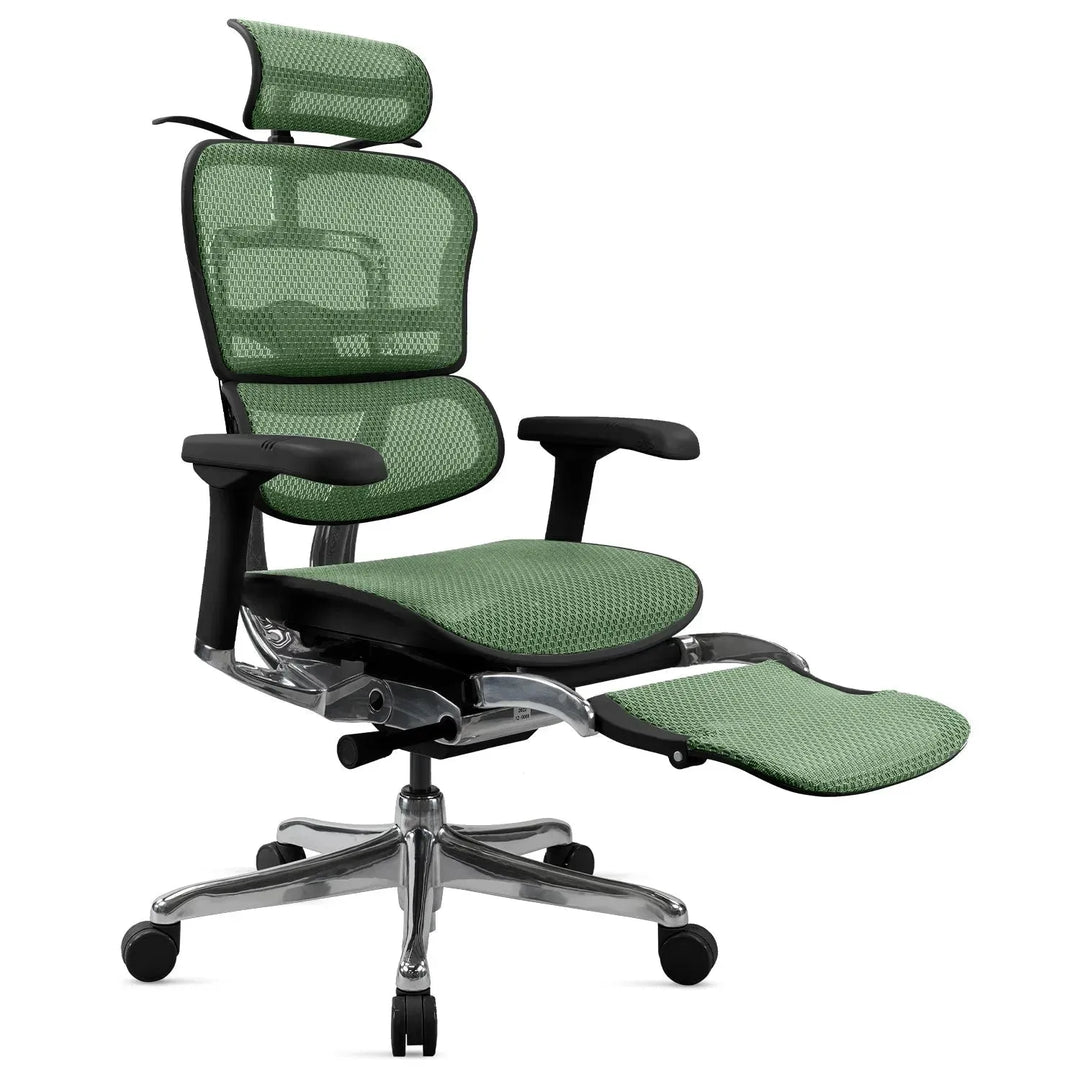 Modern mesh ergonomic office chair black frame with legrest ergohuman e2 conceptual design.