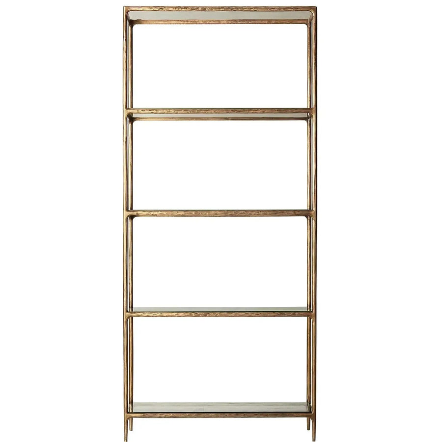 Minimalist metal tempered glass display shelf thaddeus in white background.