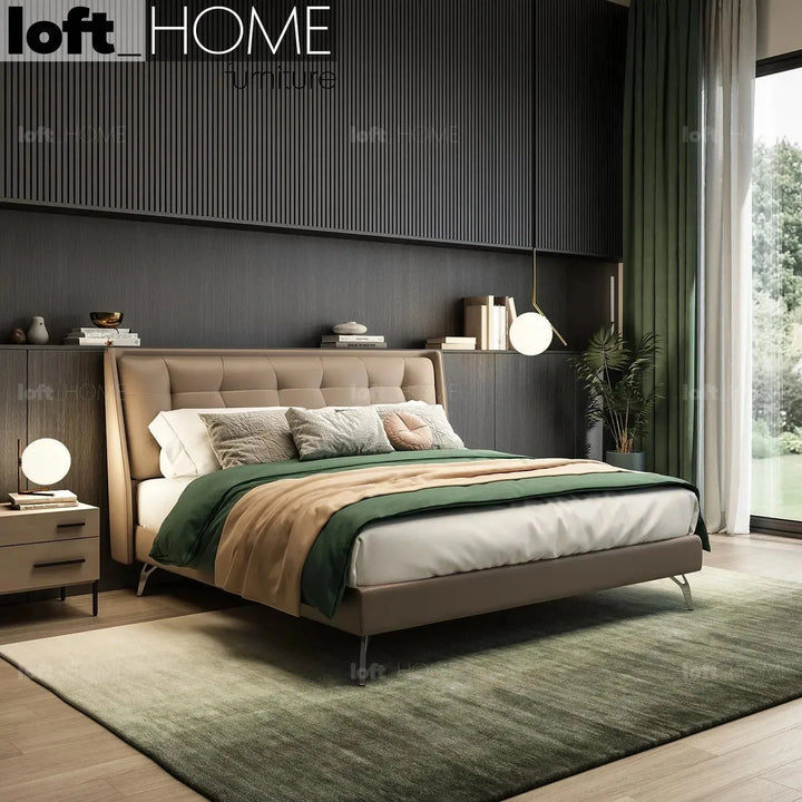 Modern microfiber leather bed besley primary product view.