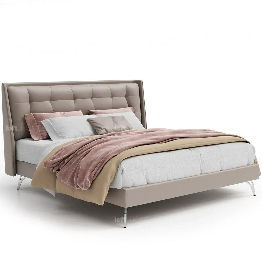 Modern microfiber leather bed besley in white background.
