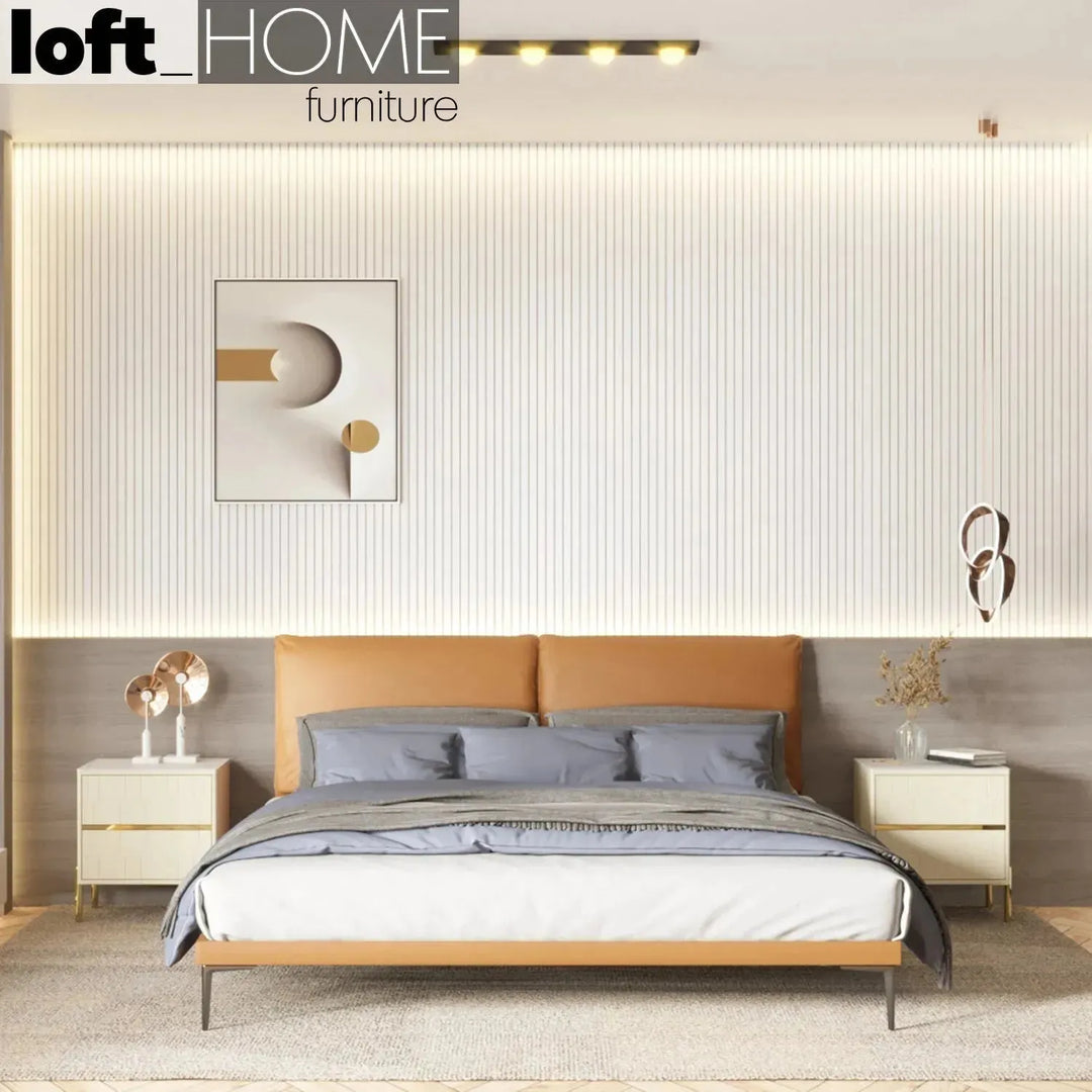 Modern microfiber leather bed deon environmental situation.