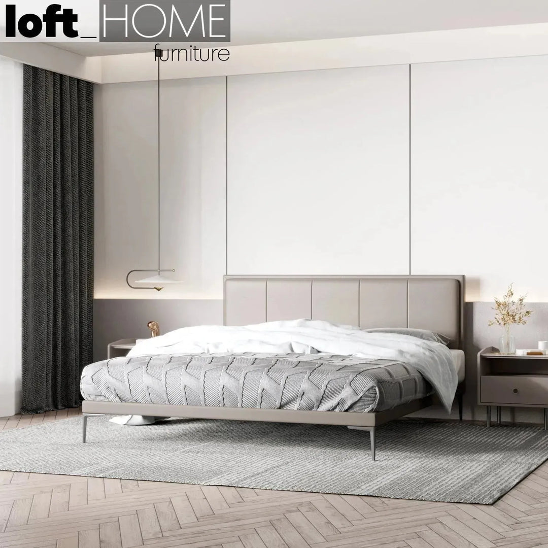 Modern microfiber leather bed lincoln primary product view.