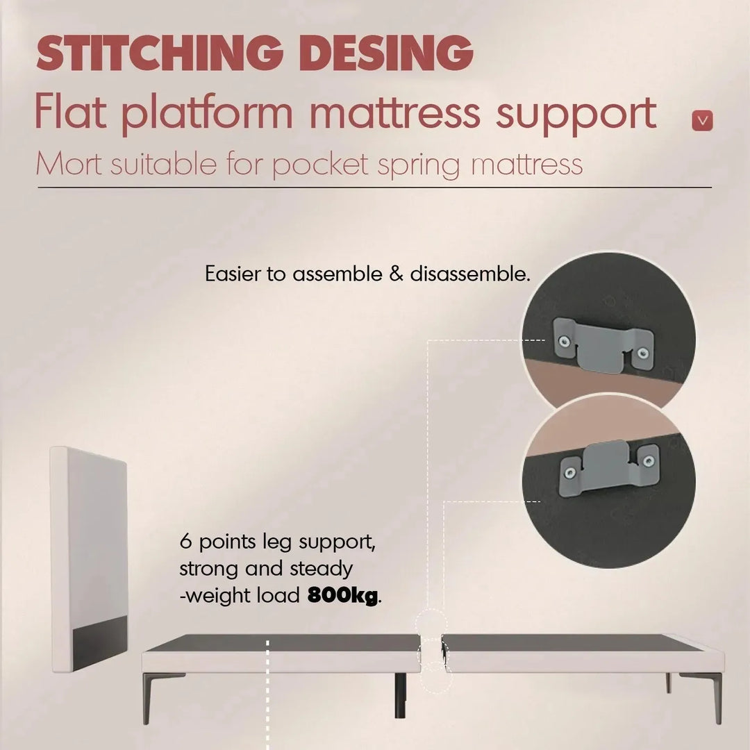 Modern microfiber leather bed lincoln in details.