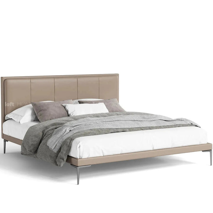 Modern microfiber leather bed lincoln in white background.