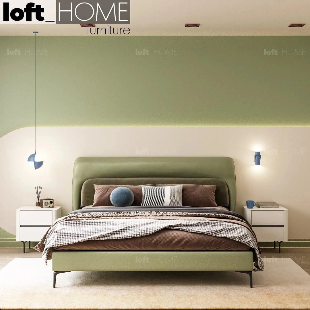 Modern microfiber leather bed raffety primary product view.