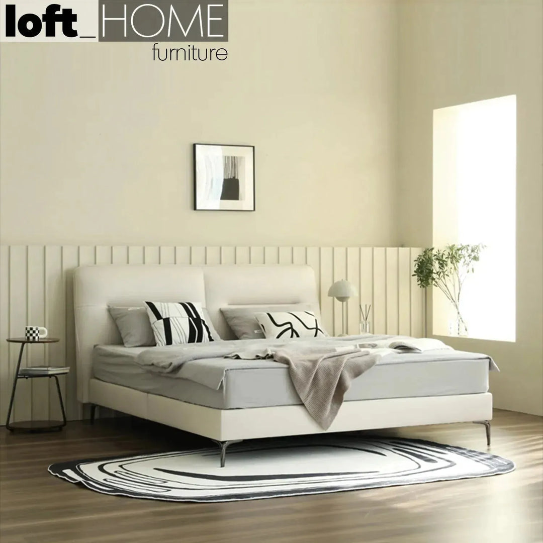 Modern microfiber leather bed skye in still life.