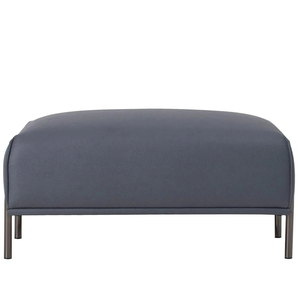 Modern microfiber leather ottoman beam in white background.