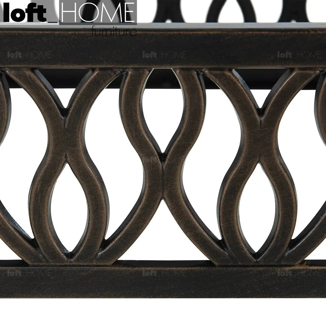 Industrial outdoor dining table artistry in still life.