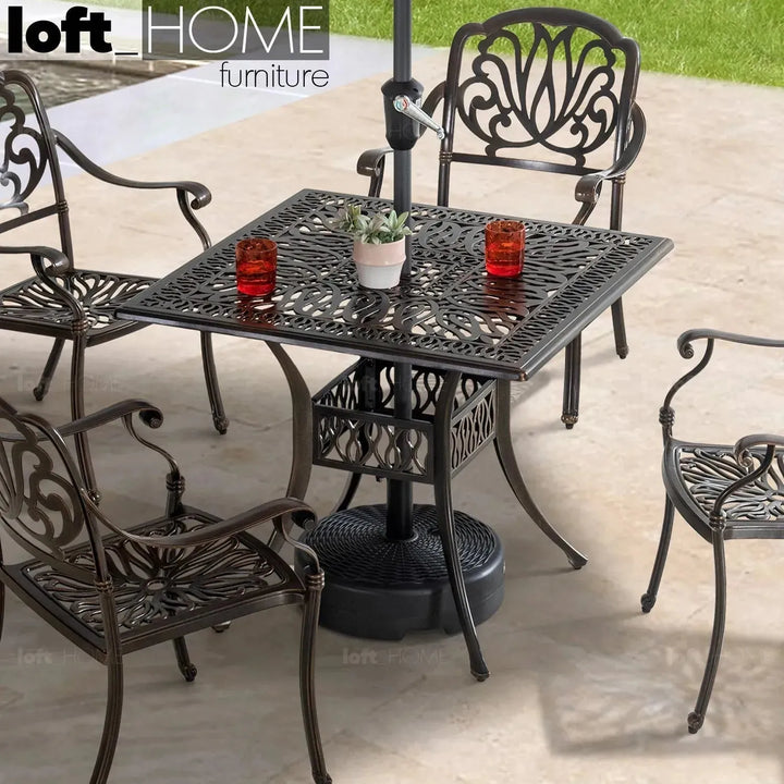 Industrial outdoor dining table artistry primary product view.