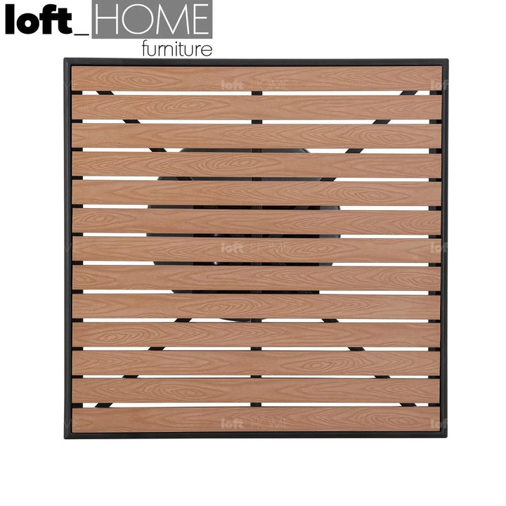 Industrial outdoor dining table bliss 3pcs set in still life.