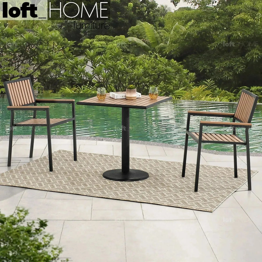 Industrial outdoor dining table bliss 3pcs set primary product view.