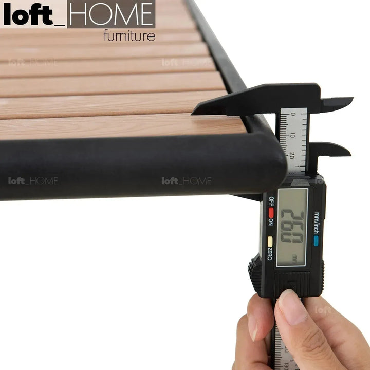 Industrial outdoor dining table bliss in panoramic view.