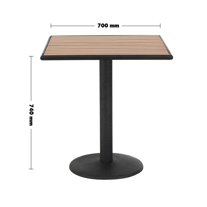 Industrial outdoor dining table bliss size charts.