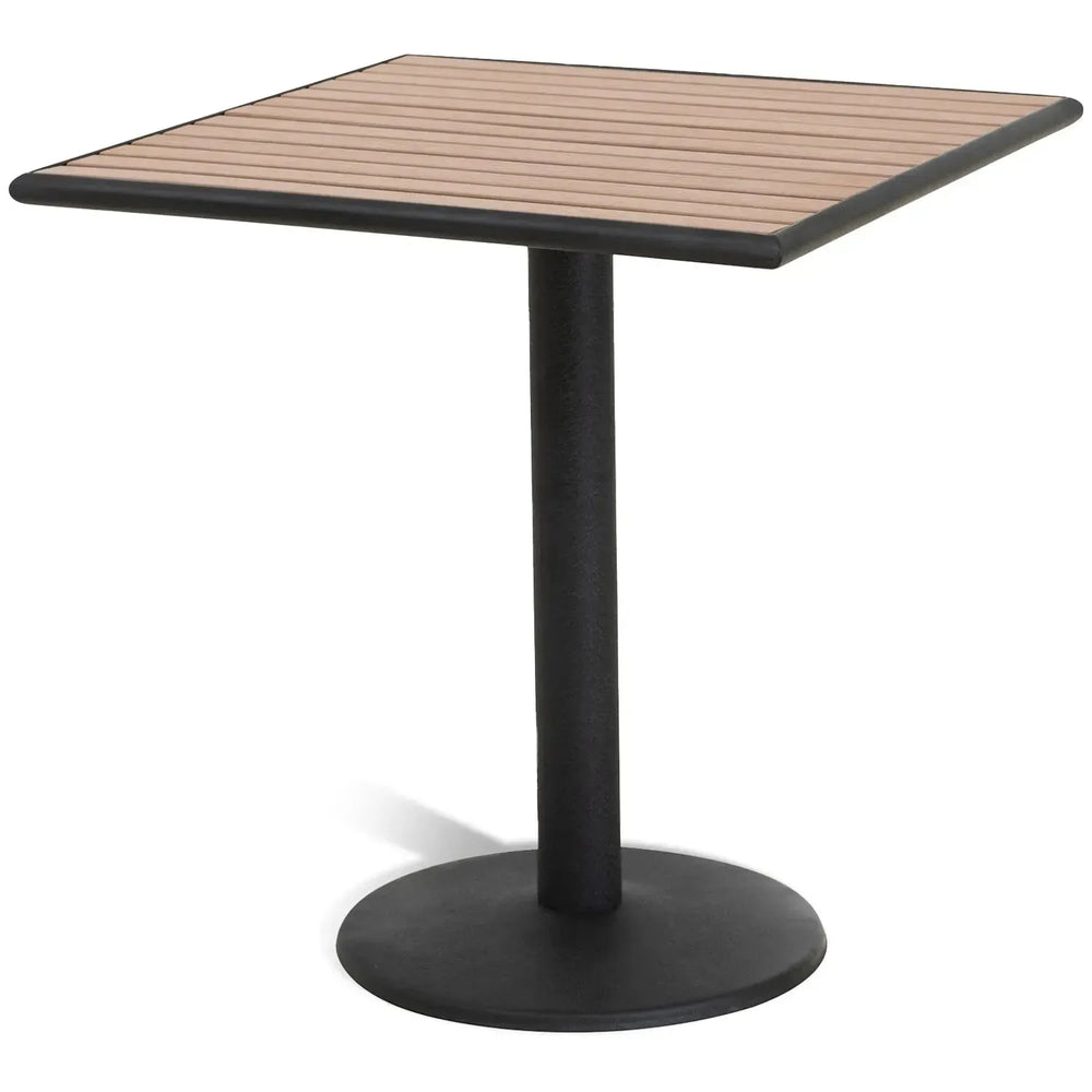 Industrial outdoor dining table bliss in white background.