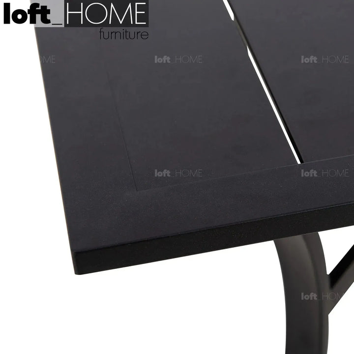 Industrial outdoor dining table patio in real life style.