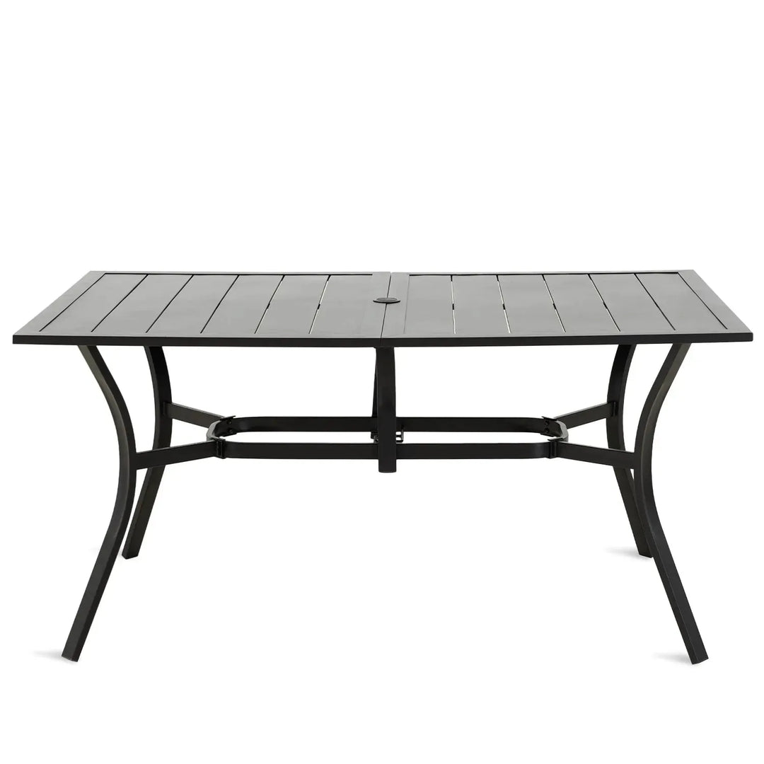 Industrial outdoor dining table patio in white background.
