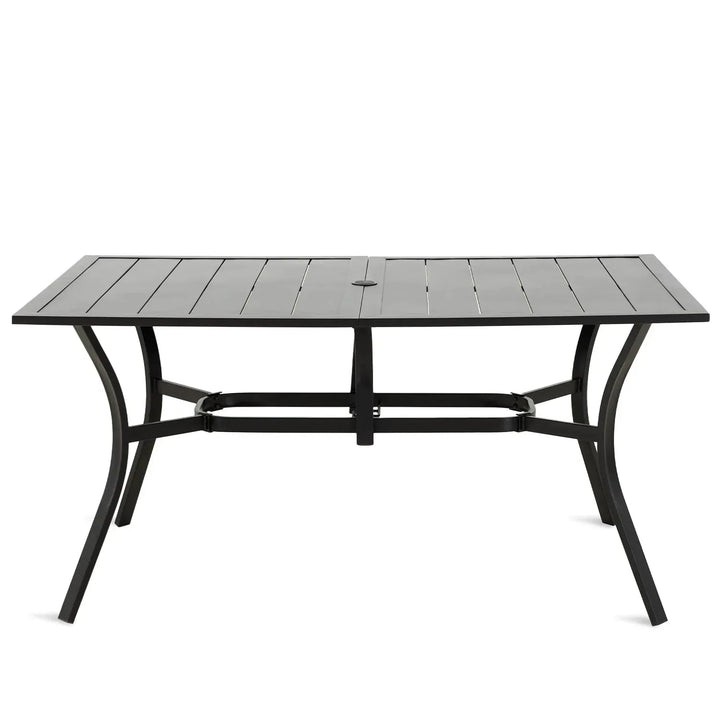 Industrial outdoor dining table patio in white background.