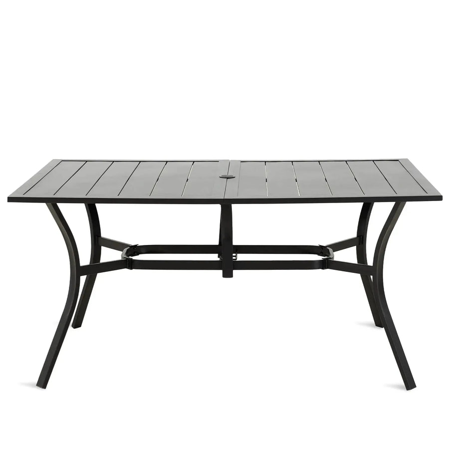 Industrial outdoor dining table patio in white background.