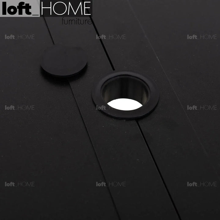 Industrial outdoor dining table patio in details.