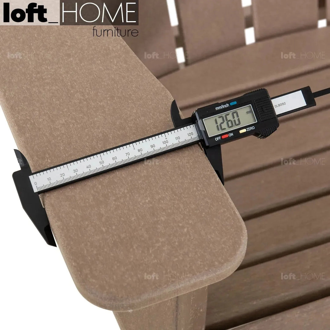 Industrial outdoor foldable 1 seater sofa timberland in close up details.