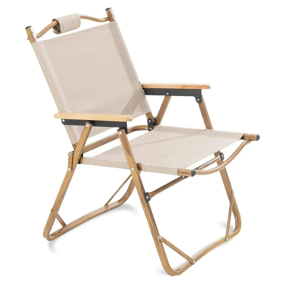 Industrial outdoor foldable dining chair traveler in white background.