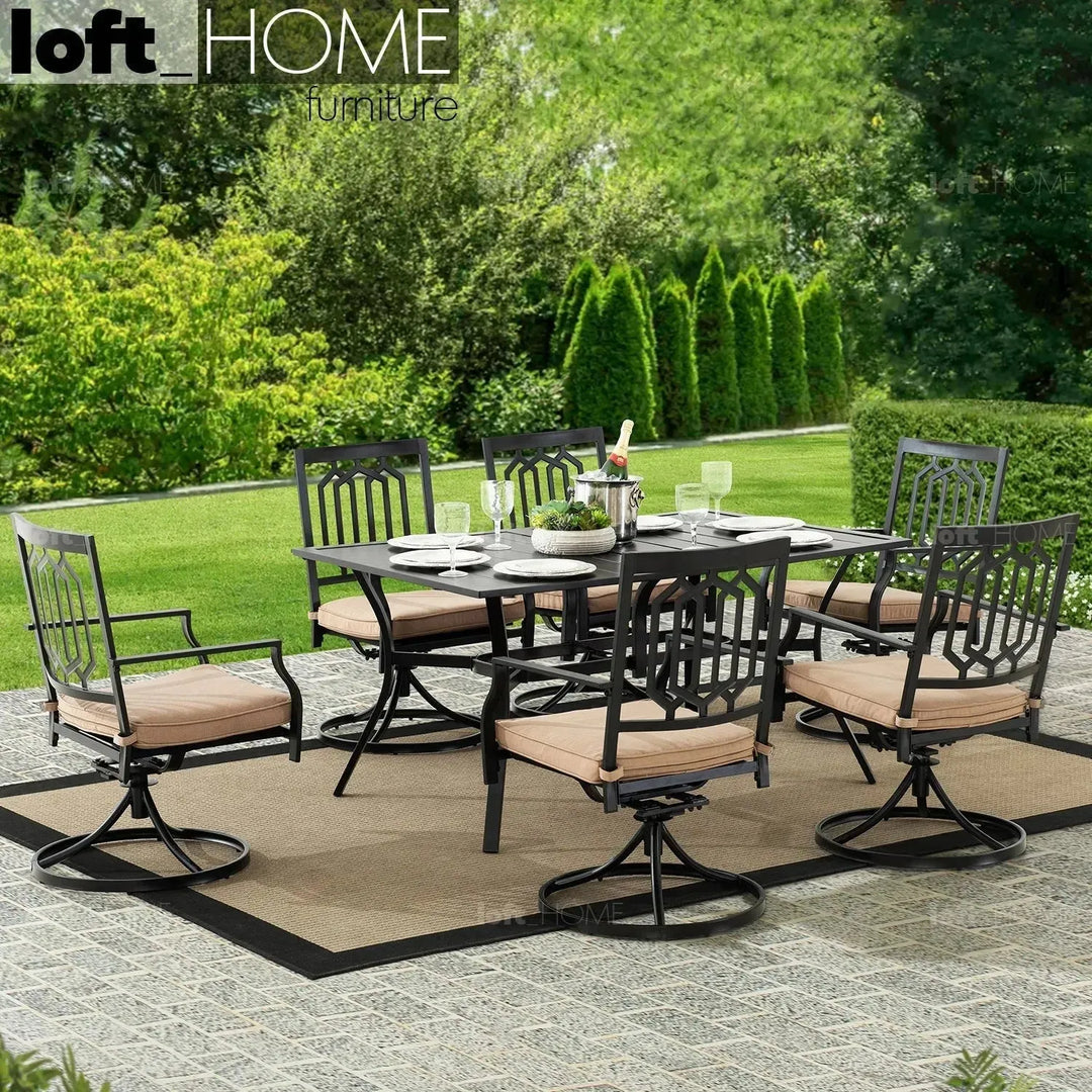 Industrial outdoor revolving dining chair patio primary product view.