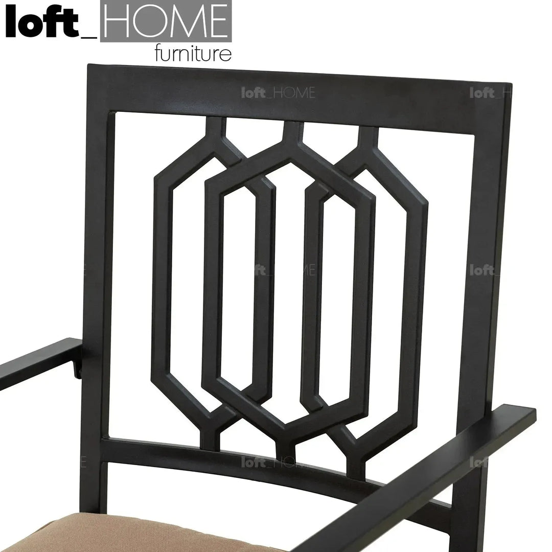 Industrial outdoor revolving dining chair patio in details.