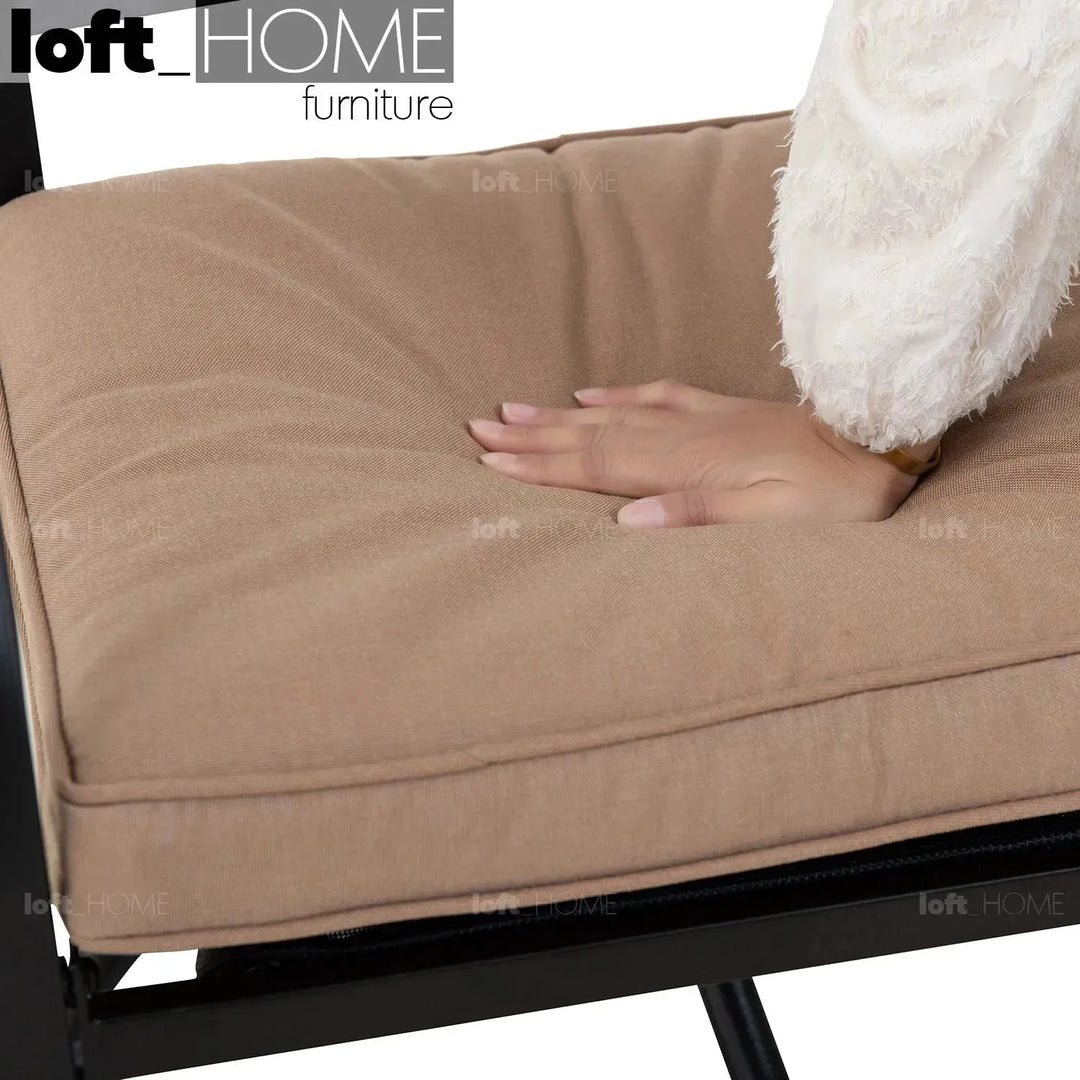 Industrial outdoor revolving dining chair patio in still life.