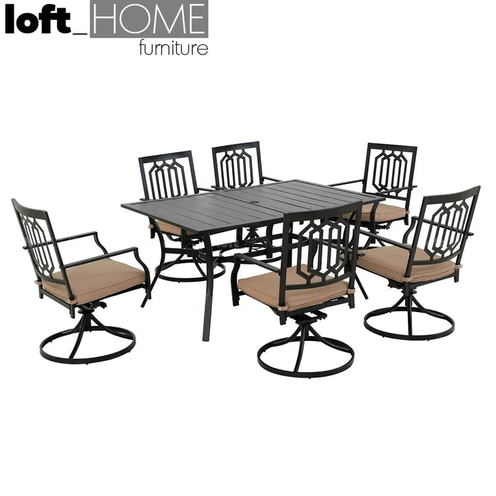 Industrial outdoor revolving dining chair patio color swatches.