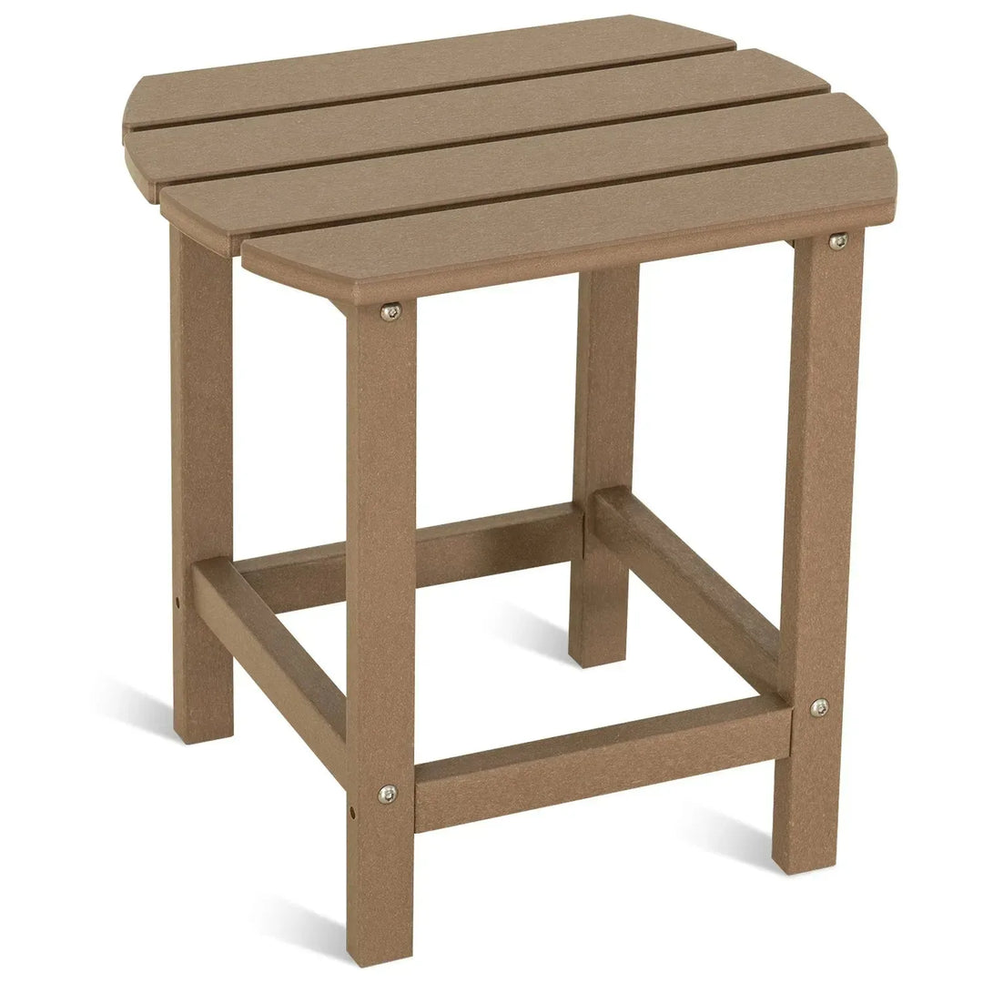 Industrial outdoor side table timberland in white background.