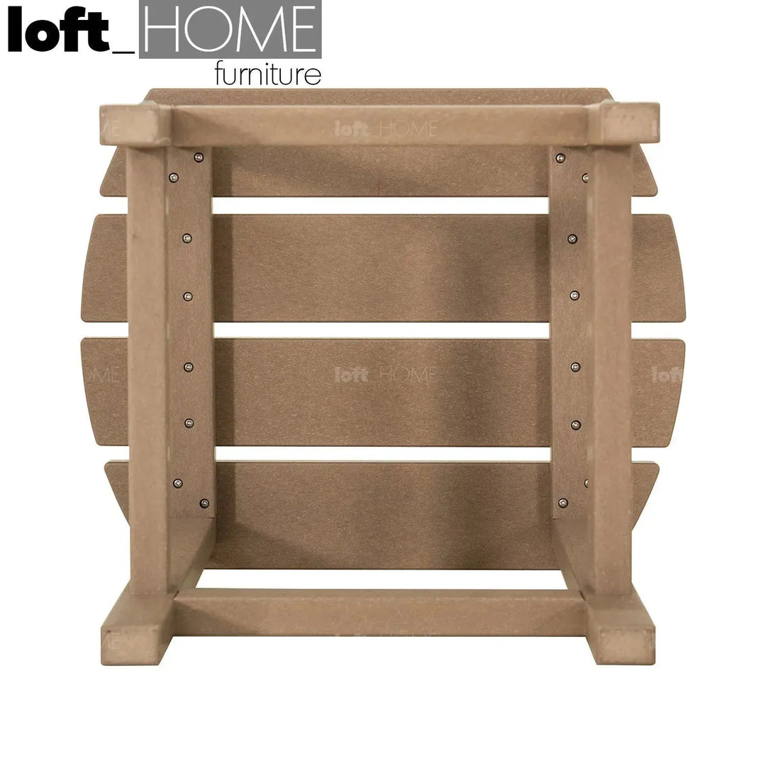 Industrial outdoor side table timberland in real life style.