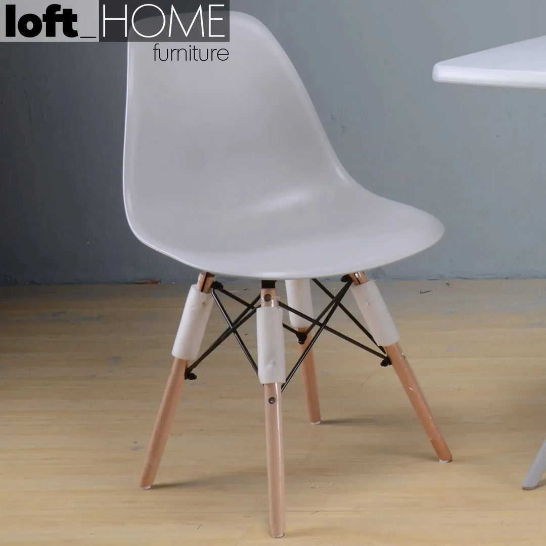 Contemporary plastic dining chair eames grey color swatches.