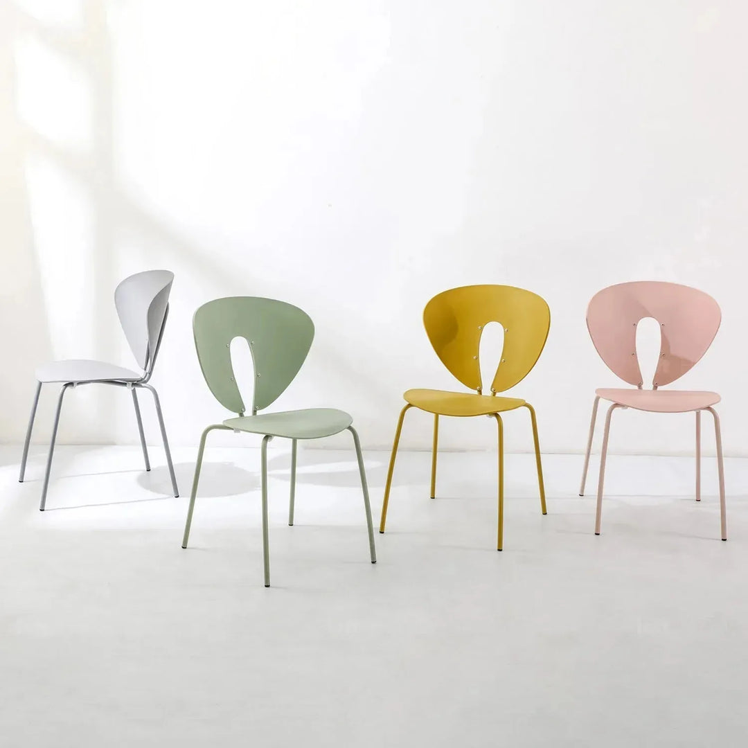Contemporary plastic dining chair globus in real life style.